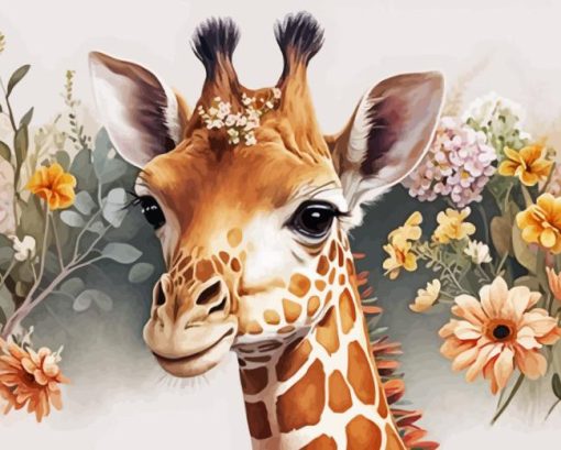 Floral Giraffe Diamond Painting