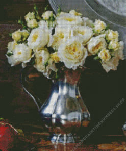 Flowers In A Silver Pitcher Diamond by numbers