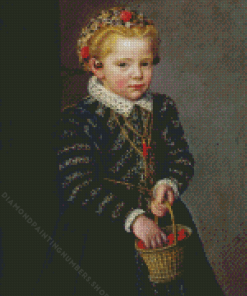 Girl with Basket Of Cherries Diamond Painting