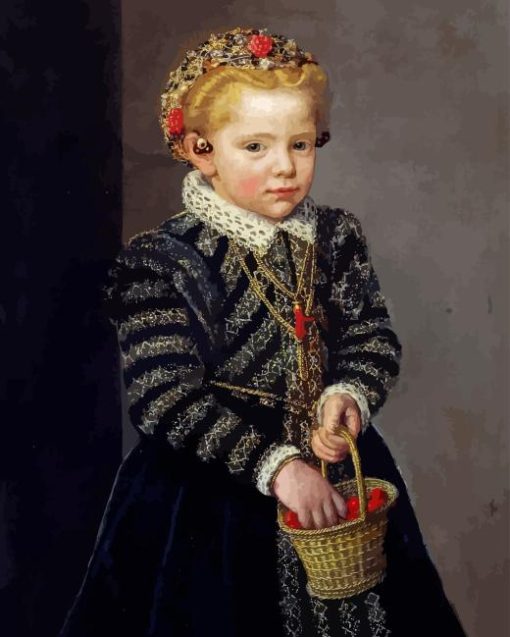 Girl with Basket Of Cherries Diamond Painting