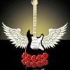 Guitar with Wings And Flowers Diamond Painting