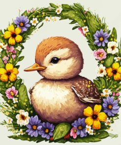 Little Duck And Flowers Diamond art