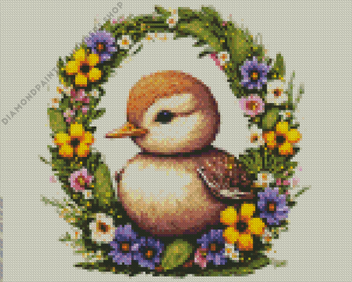 Little Duck And Flowers Diamond art