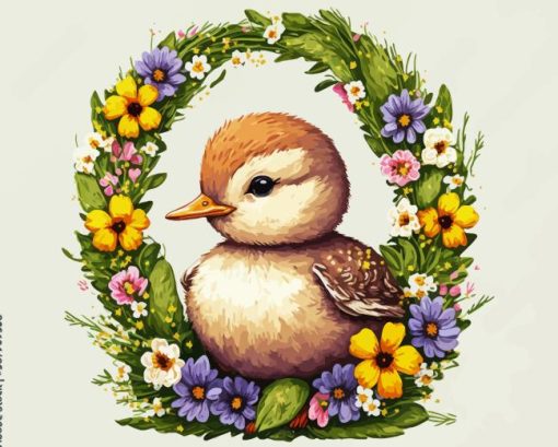 Little Duck And Flowers Diamond art