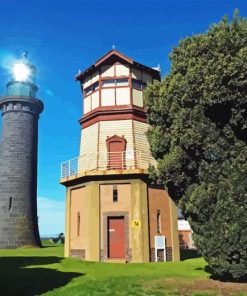 Queenscliff Black Lighthouse Diamond Painting