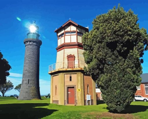 Queenscliff Black Lighthouse Diamond Painting