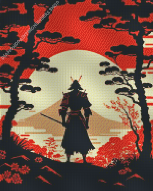 Samurai Ninja Silhouette Diamond Painting