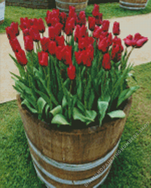 Tulips in Barrel Diamond Painting