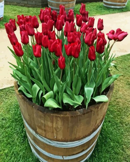 Tulips in Barrel Diamond Painting