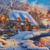 Peaceful Winter Cottage Diamond Painting