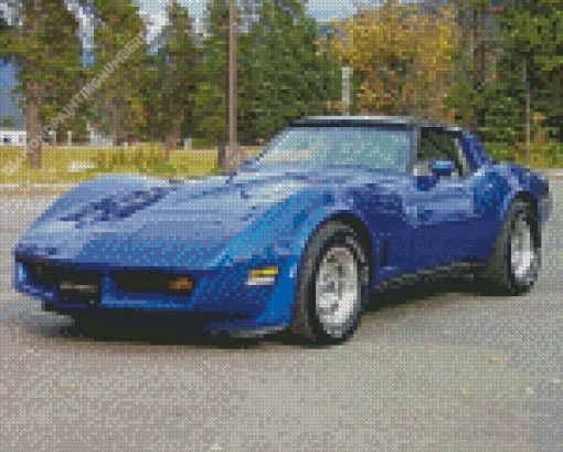 Blue 1981 Corvette Diamond by numbers