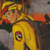 Fireman Fighting Fire Diamond Painting