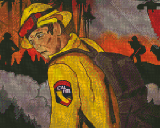 Fireman Fighting Fire Diamond Painting