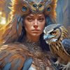 Lady With Owl Diamond Painting