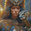 Lady With Owl Diamond Painting