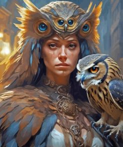 Lady With Owl Diamond Painting