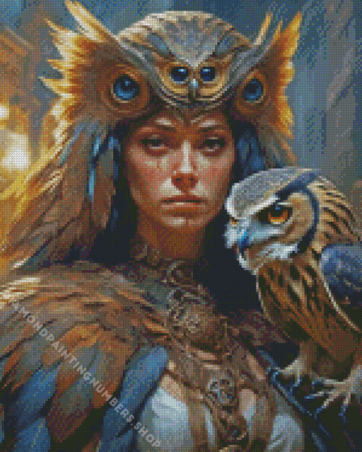 Lady With Owl Diamond Painting