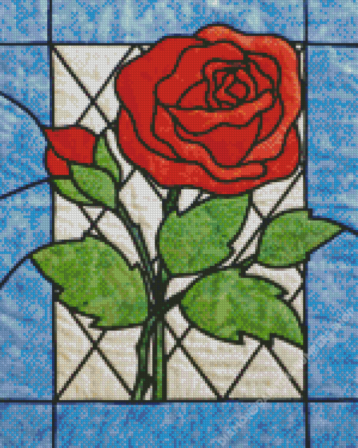 Rose with Stained Glass Diamond Painting