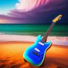 Blue Guitar Seaside Diamond Painting