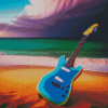 Blue Guitar Seaside Diamond Painting