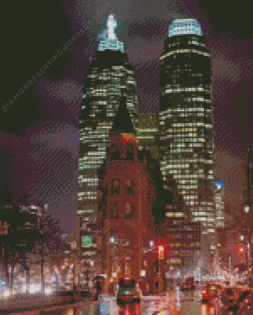 Flatiron Building At Night Diamond Painting