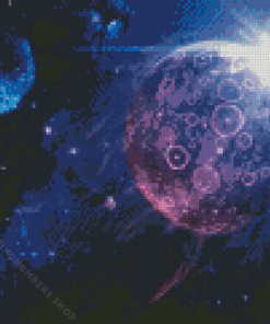 Space Purple Planet Diamond Painting