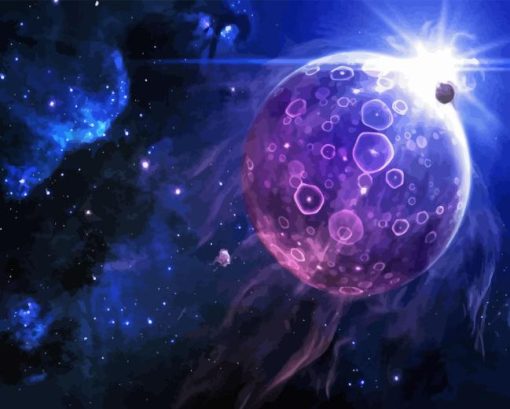 Space Purple Planet Diamond Painting