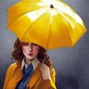 Woman With Yellow Umbrella Diamond Painting