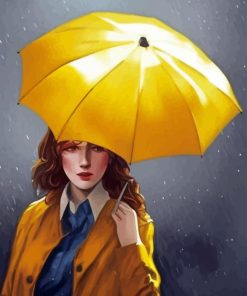 Woman With Yellow Umbrella Diamond Painting