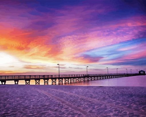 Biloxi Pier At Sunset Diamond Painting