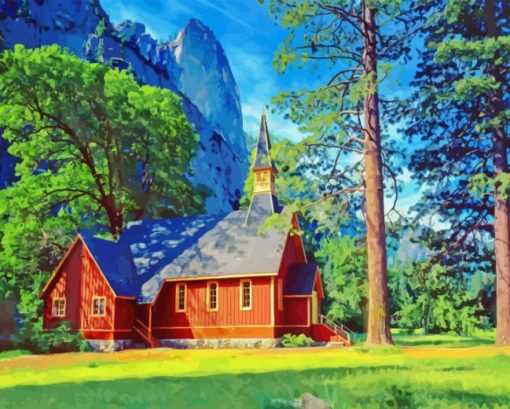 Yosemite Chapel Landscape Diamond art