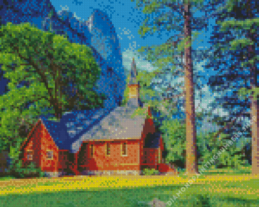 Yosemite Chapel Landscape Diamond art