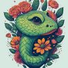 Flower And Reptile Diamond Painting