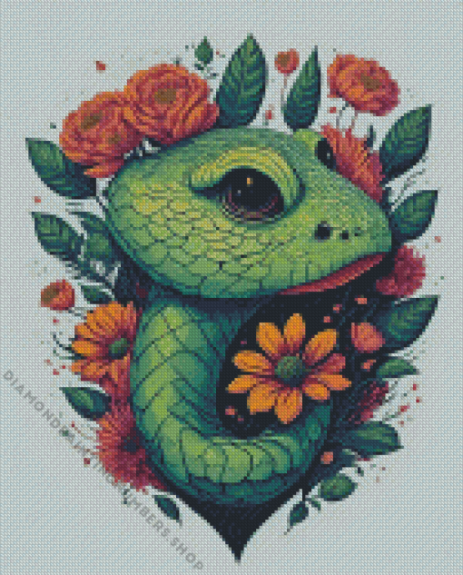 Flower And Reptile Diamond Painting