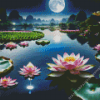 Full Moon Water Lilies Diamond Painting