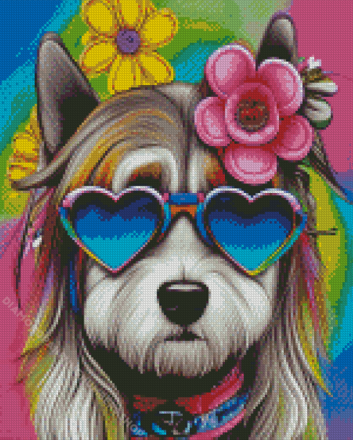 Hippie Dog Diamond Painting