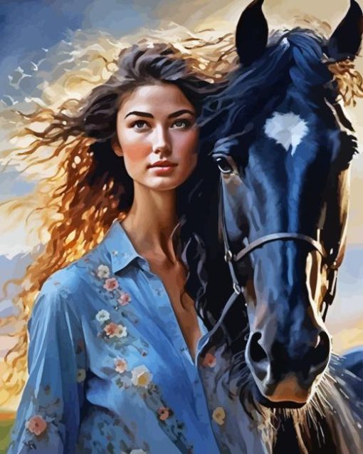 Lady and Horse Diamond Painting