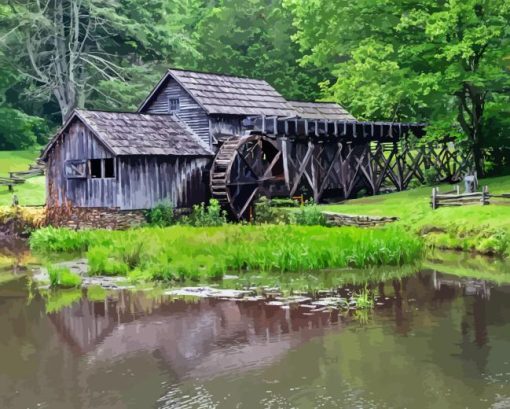 Mabry Mill Landscape Diamond Painting