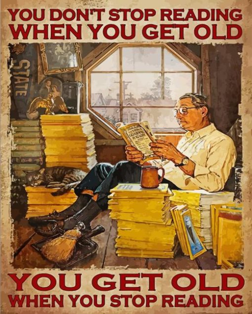 Man Reading Book Poster Diamond Painting