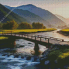 River Wooden Bridge Landscape Diamond Painting