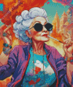 Cool Old Lady Smoking Diamond Painting