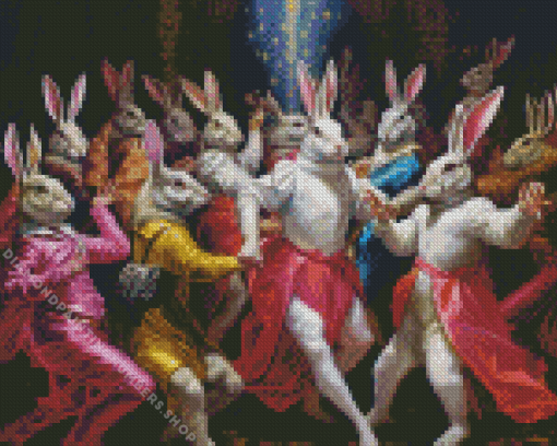 Dancing Rabbits Diamond Painting