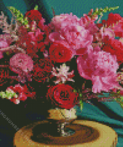 Peonies and Ranunculus Vase Diamond Painting