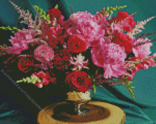 Peonies and Ranunculus Vase Diamond Painting