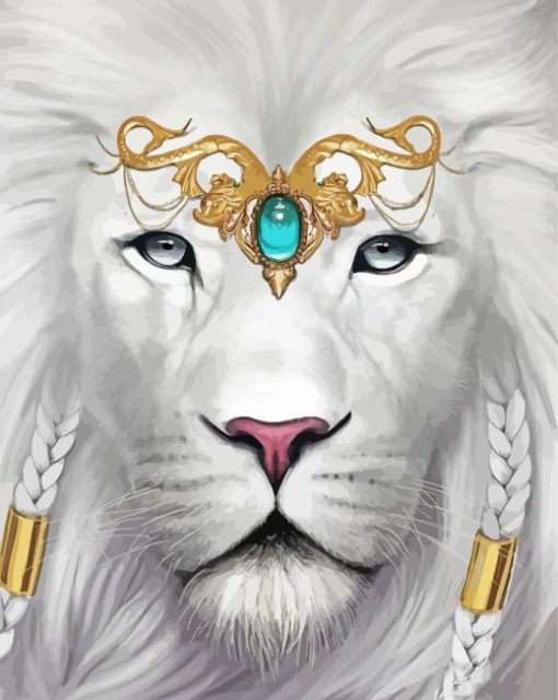 Aesthetic white lion Diamond Paintings