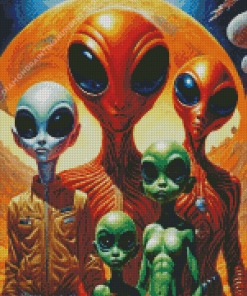 Alien Family Diamond Painting