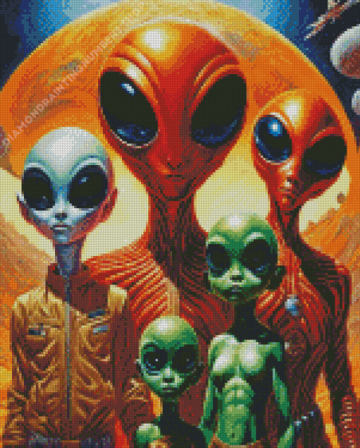 Alien Family Diamond Painting