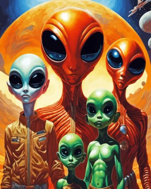 Alien Family Diamond Painting