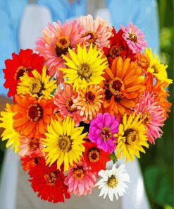 Colorful Mixed Daisies bouquet diamond paints