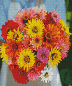 Colorful Mixed Daisies bouquet diamond paints